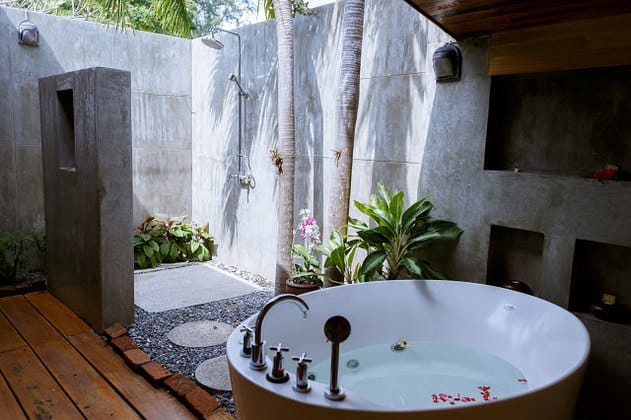 outdoor bathing tub of bungalow in bundhaya villas resort koh lipe island