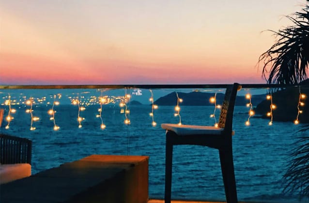romantic light setting on beach bar in tenggol island