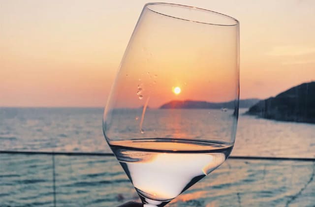 tenggol island wine glass sunset sea
